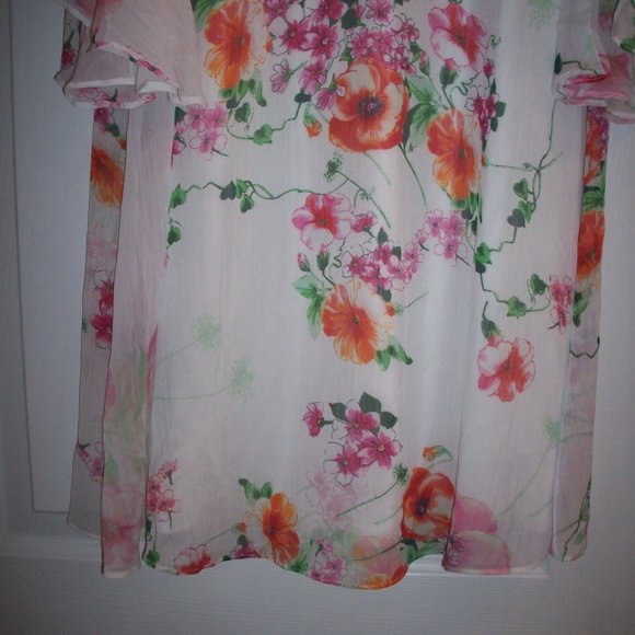 Calvin Klein Womens Dress 8 White Colorful Watercolor Floral Flowy Lined Casual - Picture 11 of 14